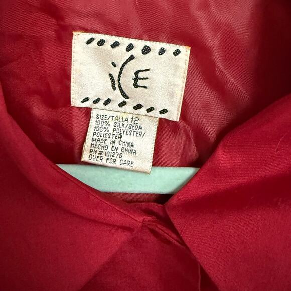 Vtg 90s Silk Beaded Floral Embroidery Glam Pants Set Womens Size 12 Romantic - Picture 8 of 9